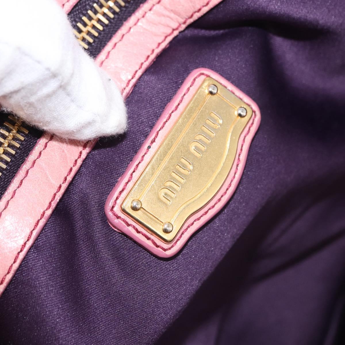 Miu Miu Matelasse Vitellolux Hand Bag Leather 2way Pink Gold Tone Auth 198354