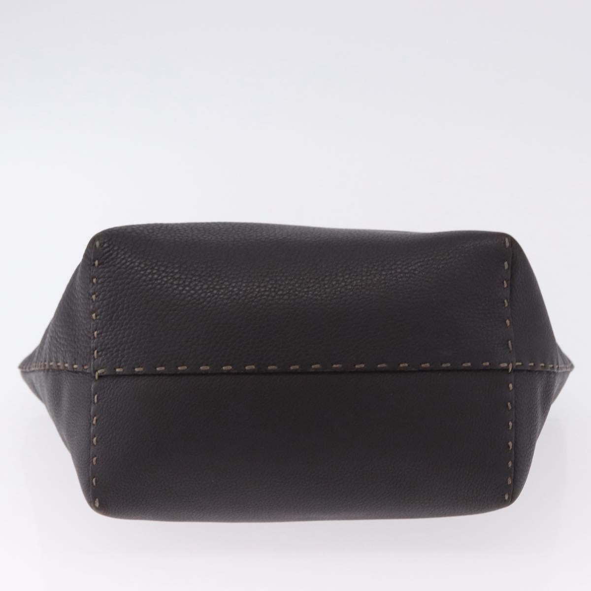 FENDI Celeria Hand Bag Leather Brown Silver 8BH135 Auth 198355A