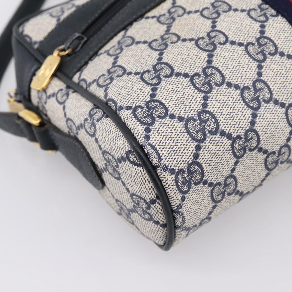 GUCCI GG Supreme Sherry Line Shoulder Bag PVC Navy Gold 120 02 004 Auth 198356