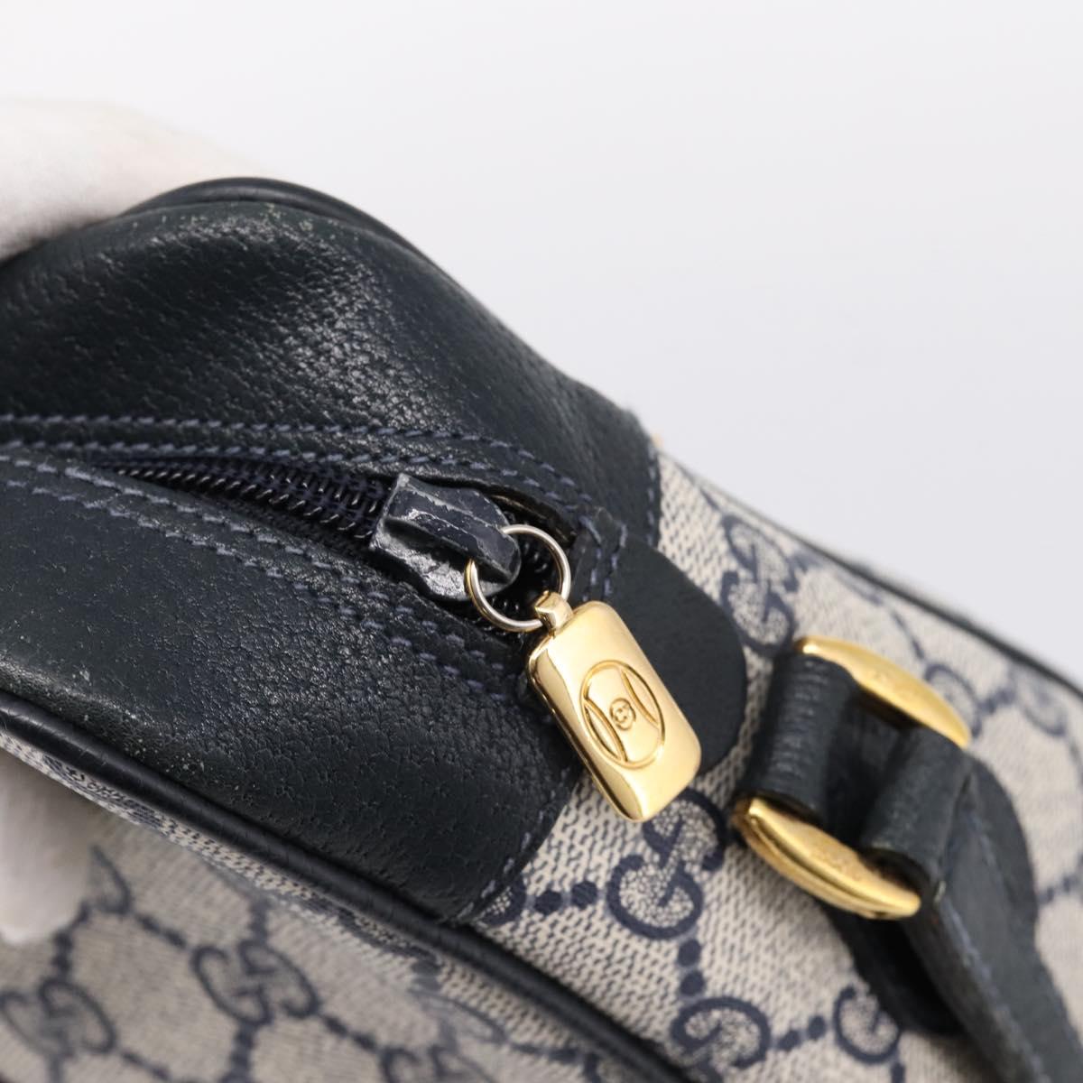 GUCCI GG Supreme Sherry Line Shoulder Bag PVC Navy Gold 120 02 004 Auth 198356