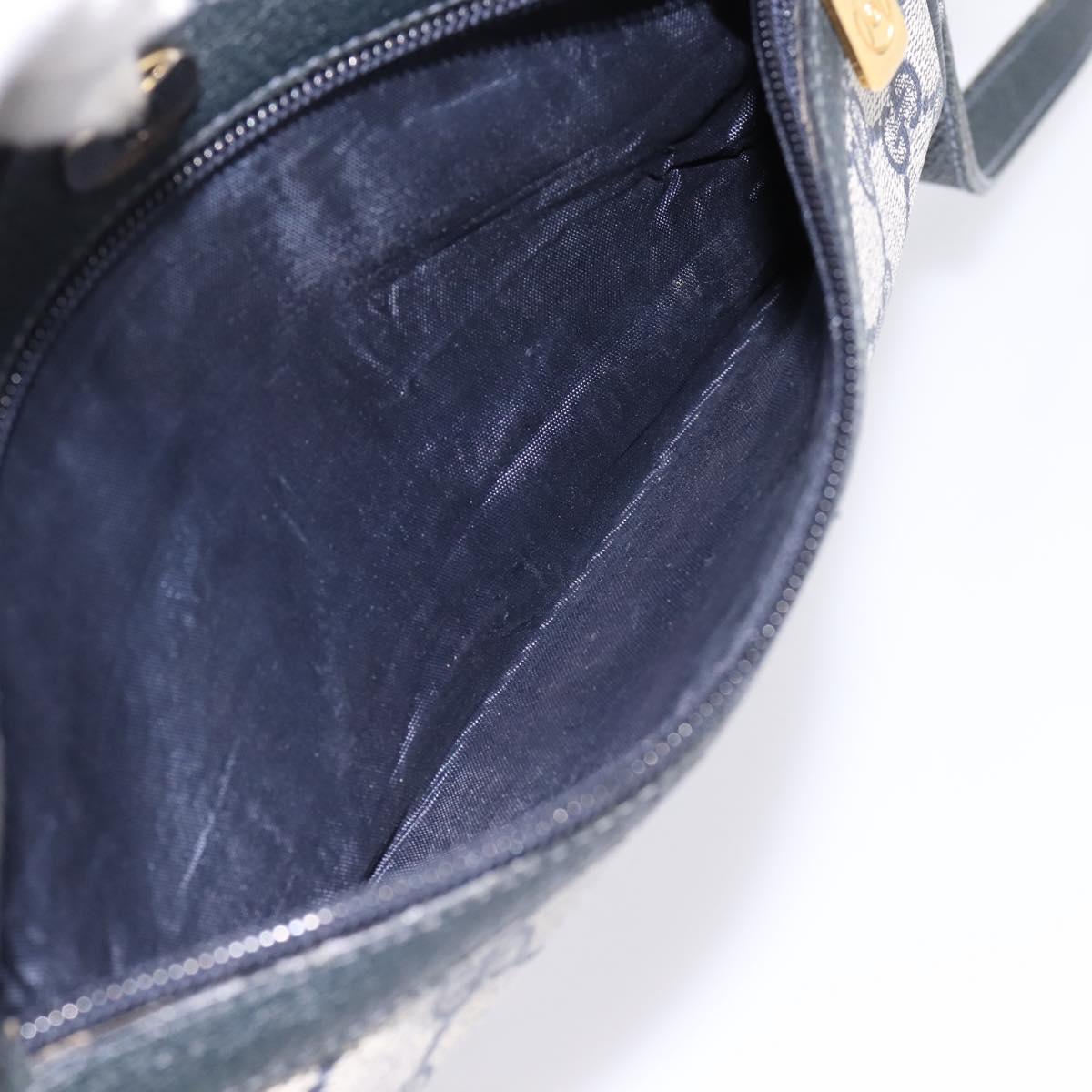 GUCCI GG Supreme Sherry Line Shoulder Bag PVC Navy Gold 120 02 004 Auth 198356