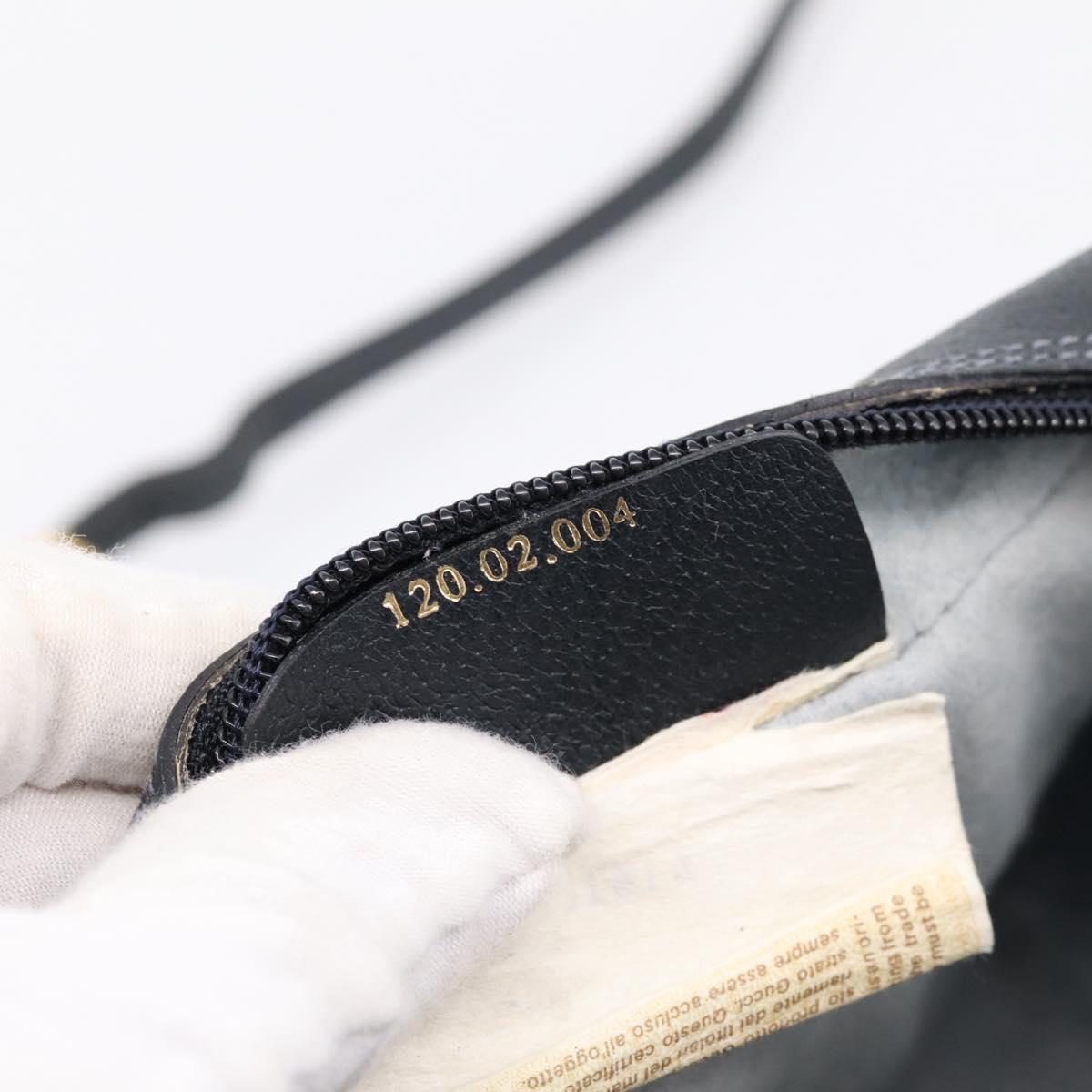 GUCCI GG Supreme Sherry Line Shoulder Bag PVC Navy Gold 120 02 004 Auth 198356