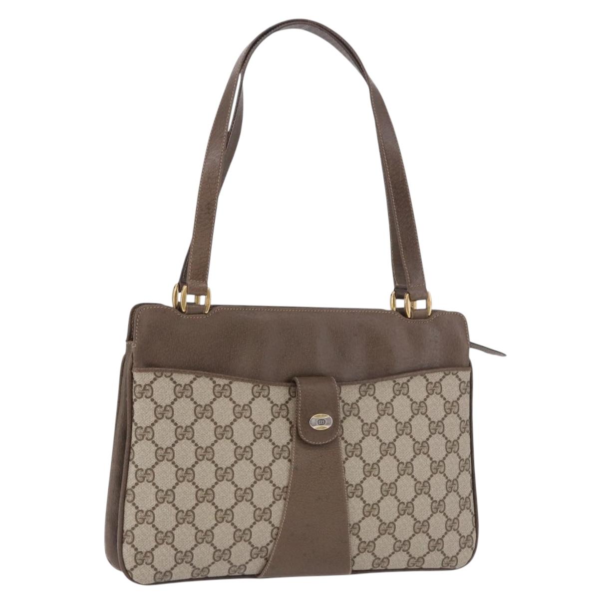 GUCCI GG Supreme Tote Bag PVC Leather Beige Gold Tone 86 02 021 Auth 198358