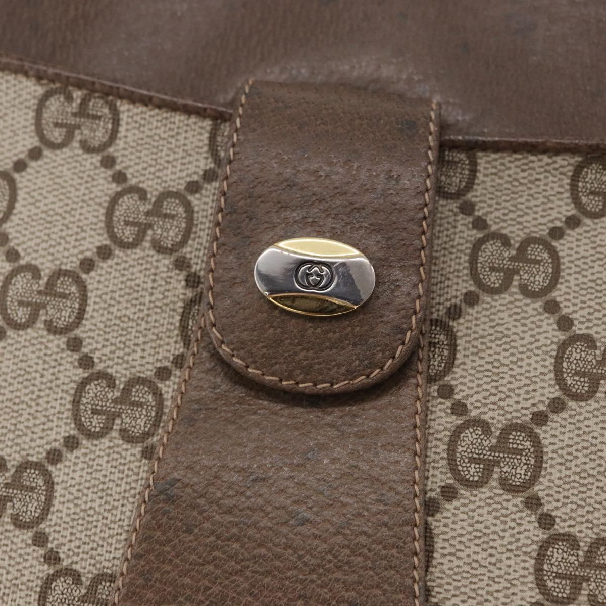GUCCI GG Supreme Tote Bag PVC Leather Beige Gold Tone 86 02 021 Auth 198358