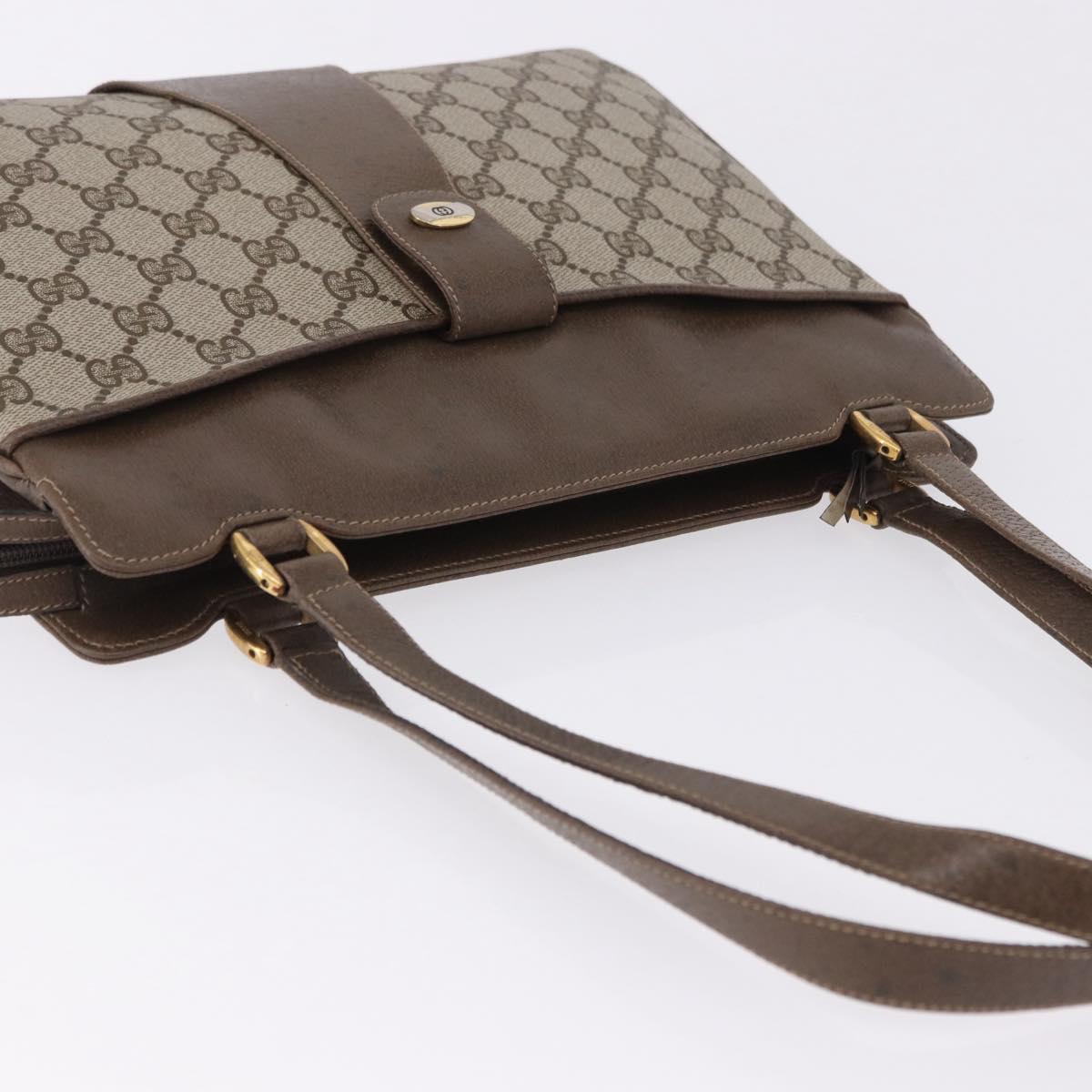 GUCCI GG Supreme Tote Bag PVC Leather Beige Gold Tone 86 02 021 Auth 198358