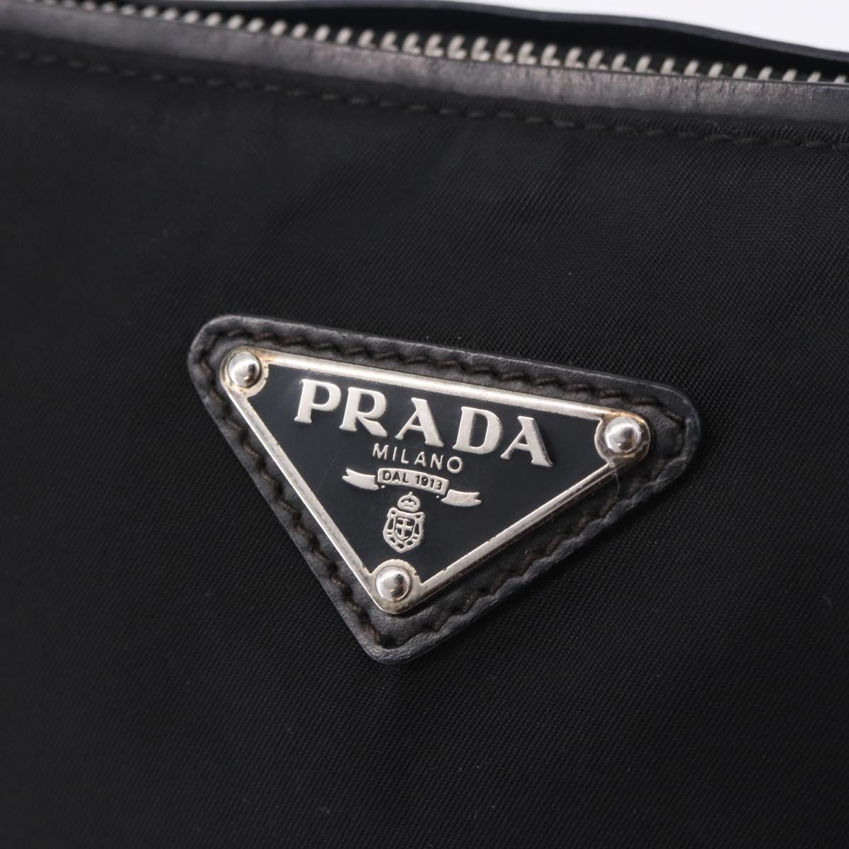 PRADA Shoulder Bag Nylon Black Silver Auth 198359V