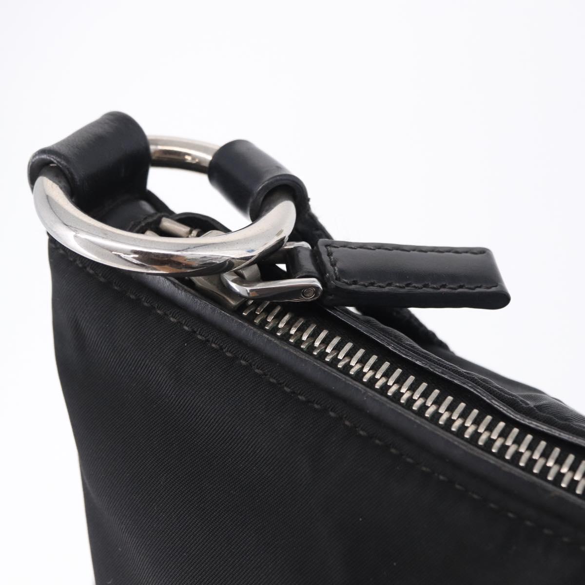 PRADA Shoulder Bag Nylon Black Silver Auth 198359V