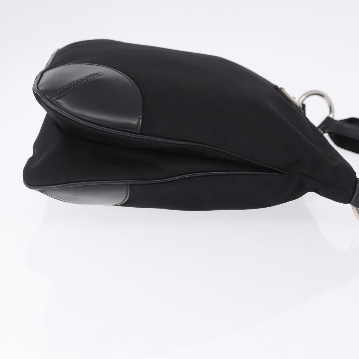 PRADA Shoulder Bag Nylon Black Silver Auth 198359V