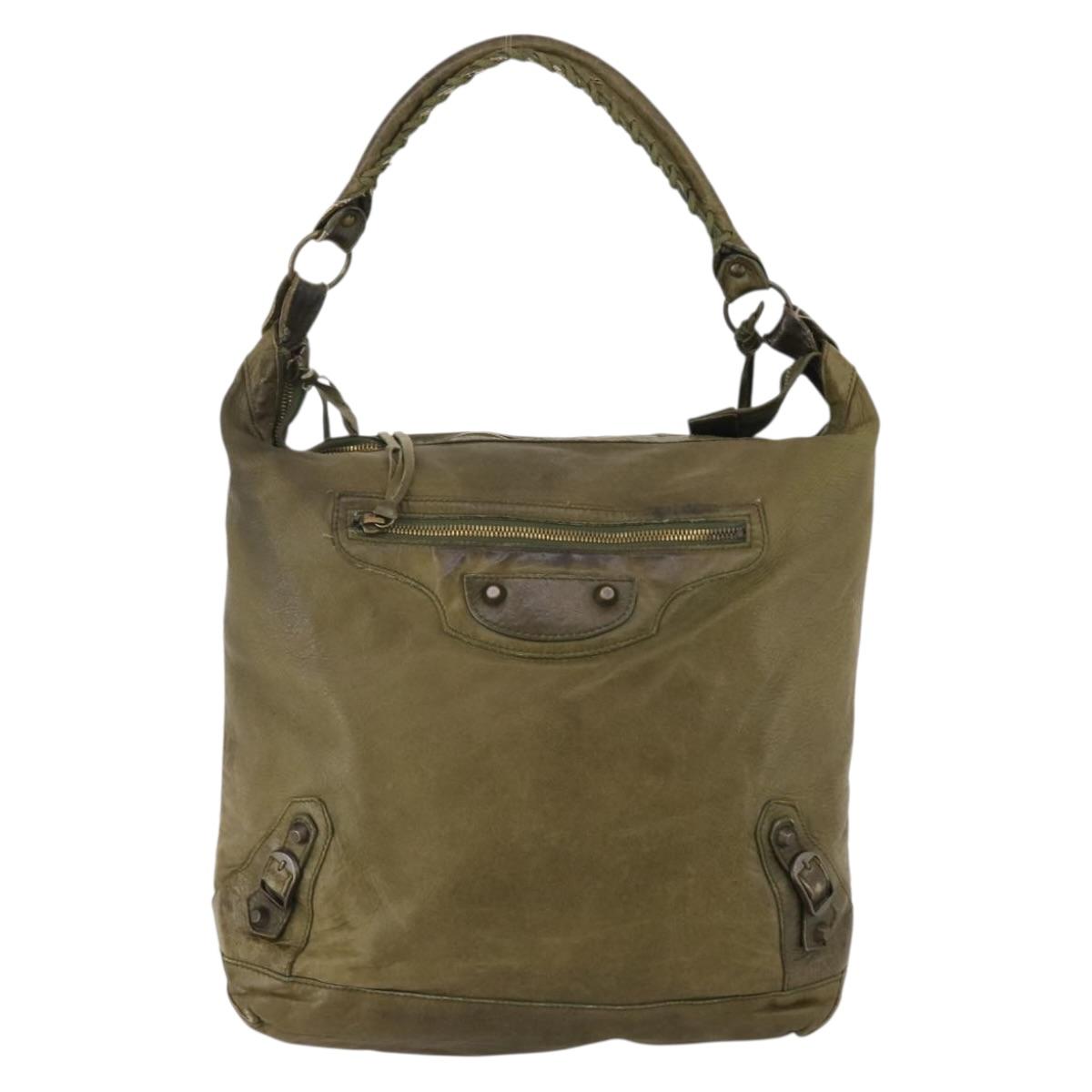 BALENCIAGA The Day Shoulder Bag Leather Khaki 140442 Auth 198360