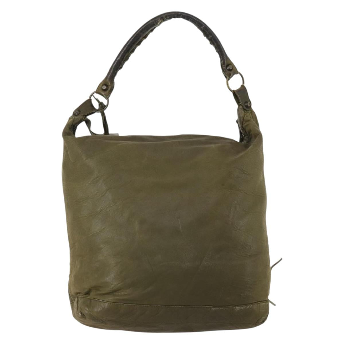 BALENCIAGA The Day Shoulder Bag Leather Khaki 140442 Auth 198360