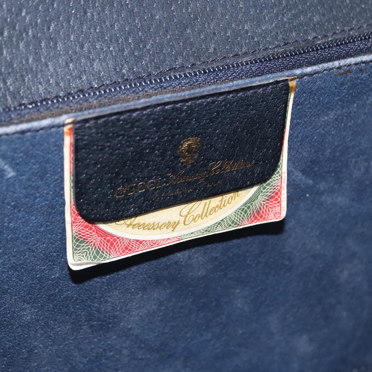GUCCI GG Supreme Shoulder Bag PVC Leather Navy Gold Tone 904 02 050 Auth 198361
