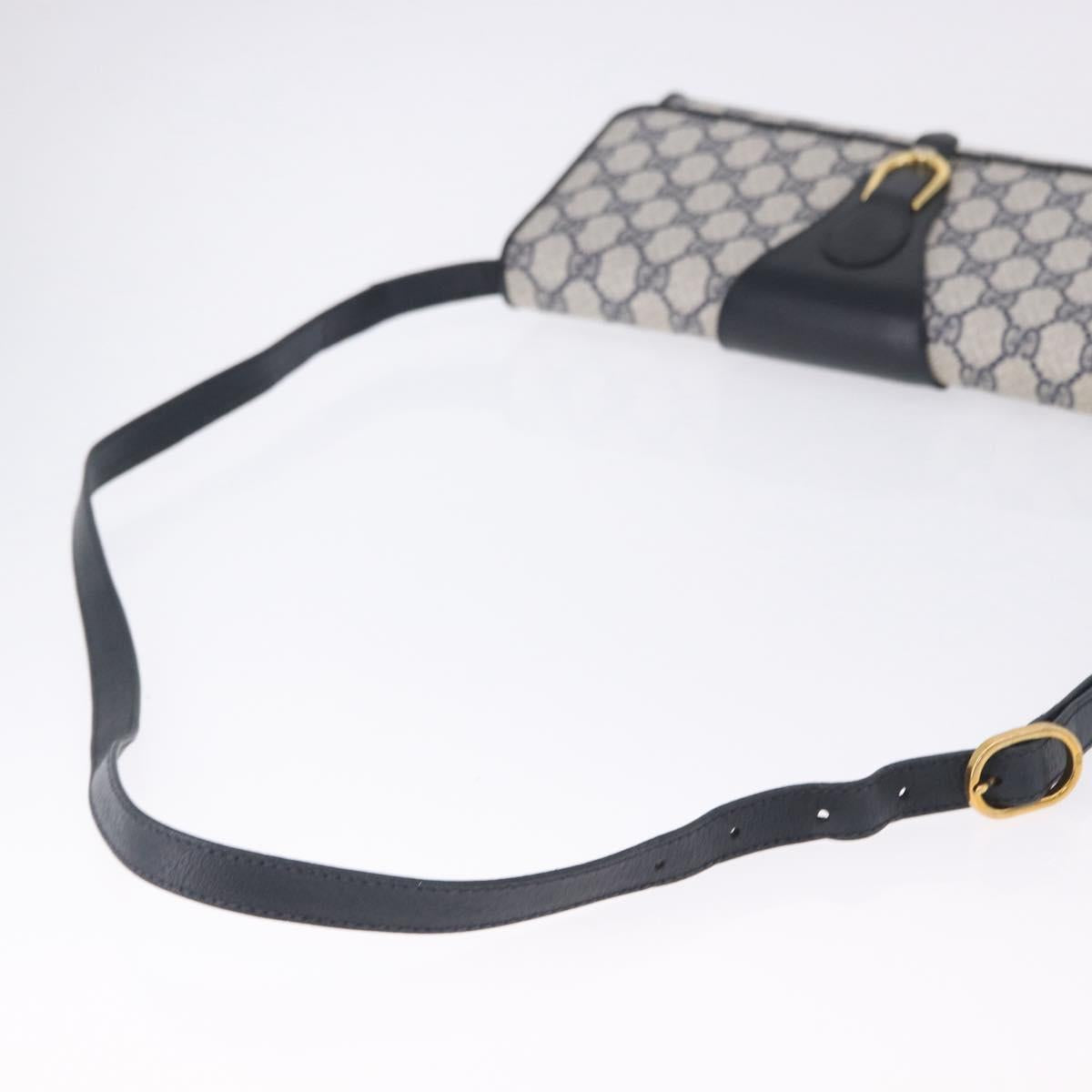 GUCCI GG Supreme Shoulder Bag PVC Leather Navy Gold Tone 904 02 050 Auth 198361