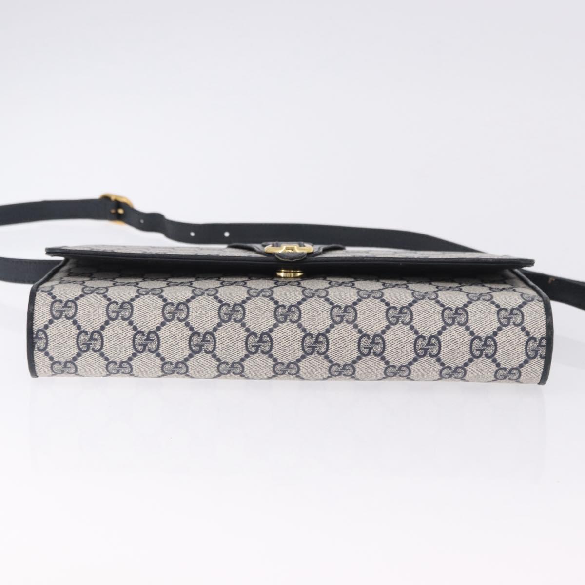 GUCCI GG Supreme Shoulder Bag PVC Leather Navy Gold Tone 904 02 050 Auth 198361