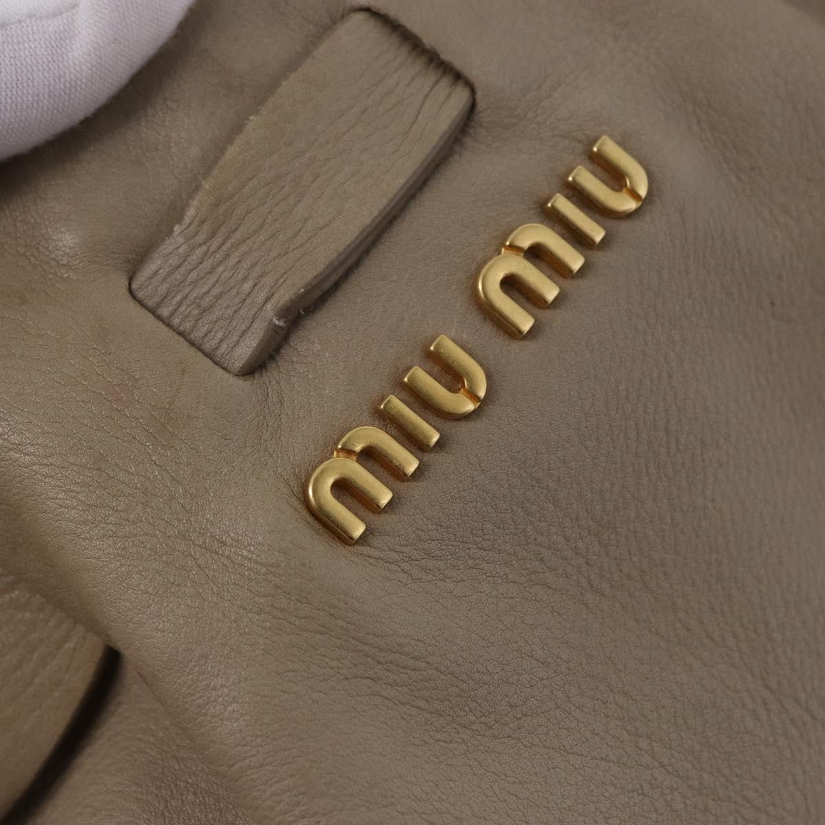 Miu Miu Tote Bag Leather Beige Gold Tone Auth 198364A