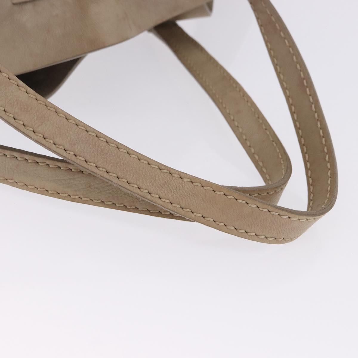Miu Miu Tote Bag Leather Beige Gold Tone Auth 198364A