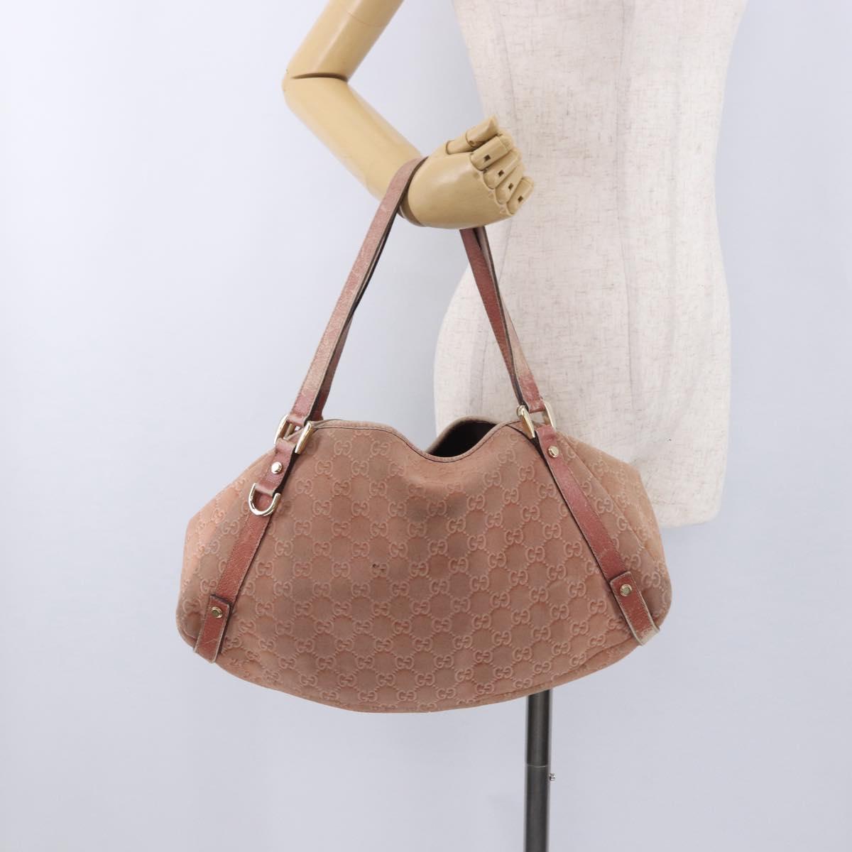 GUCCI GuccissimaGG Abby Sookie Tote Bag Suede Pink Gold Tone 130736 Auth 198365