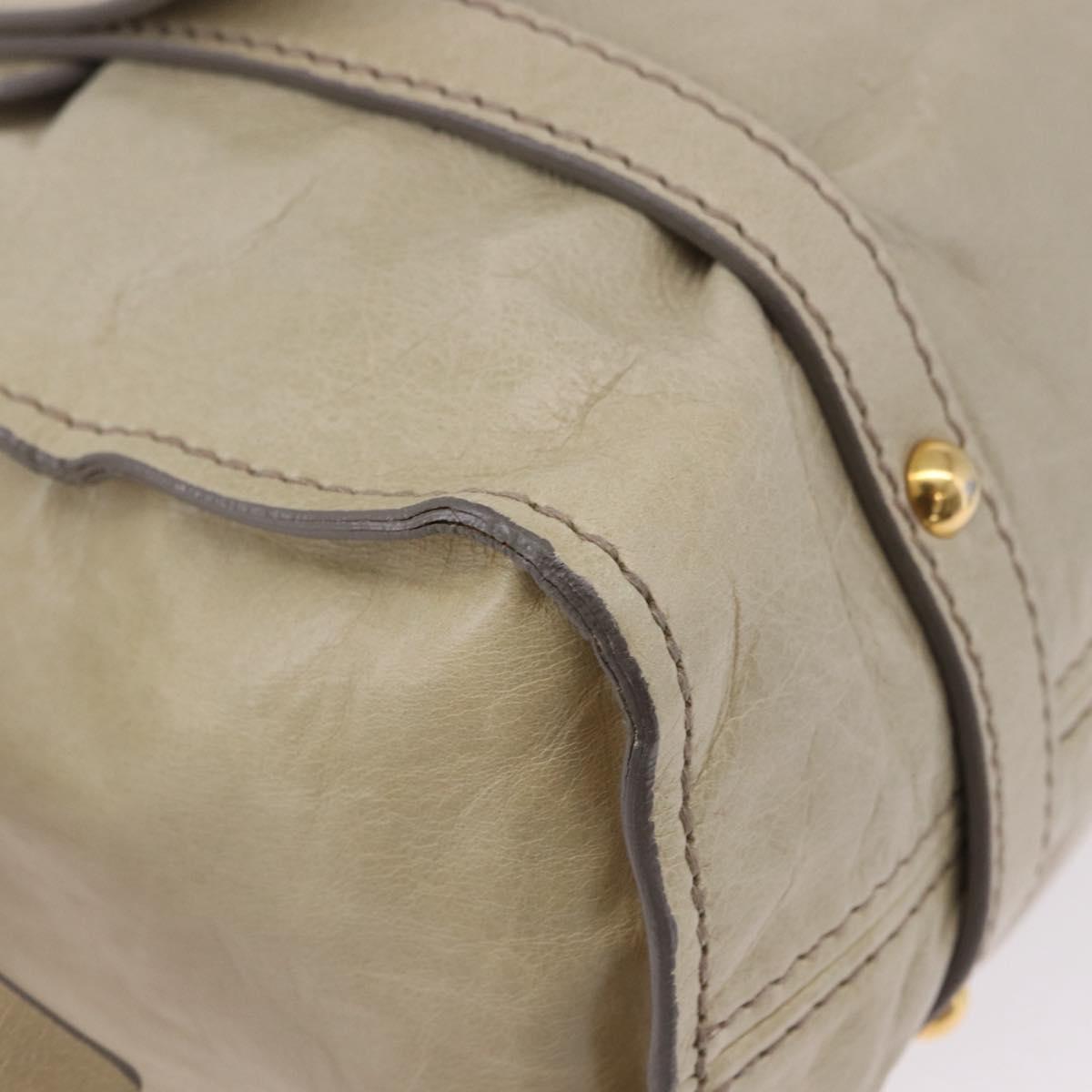 Miu Miu Tote Bag Vitello Lux Leather Beige Gold Auth 198369M