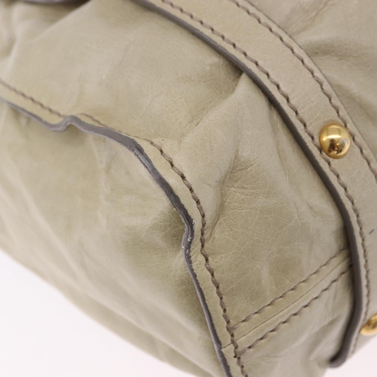 Miu Miu Tote Bag Vitello Lux Leather Beige Gold Auth 198369M