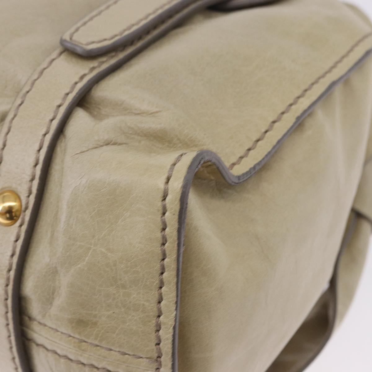 Miu Miu Tote Bag Vitello Lux Leather Beige Gold Auth 198369M