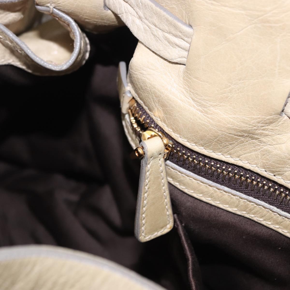 Miu Miu Tote Bag Vitello Lux Leather Beige Gold Auth 198369M