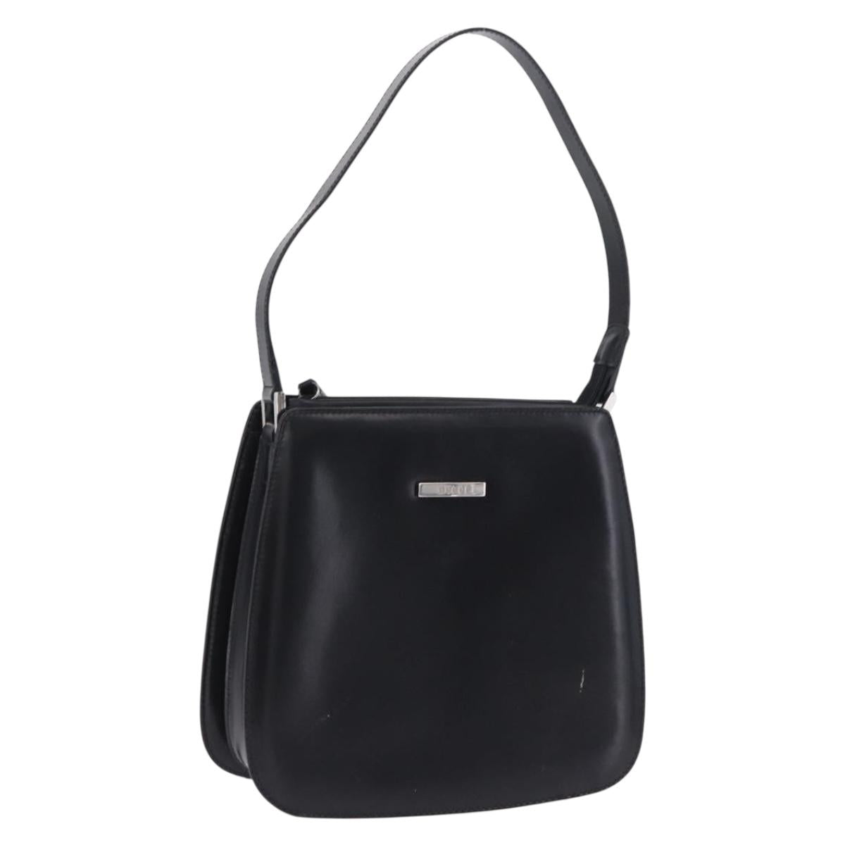 GUCCI Shoulder Bag Patent Black Silver 007 2046 Auth 198371