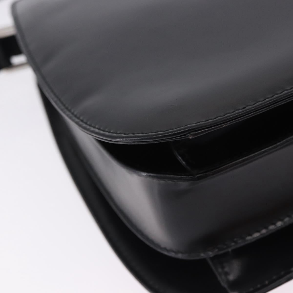 GUCCI Shoulder Bag Patent Black Silver 007 2046 Auth 198371
