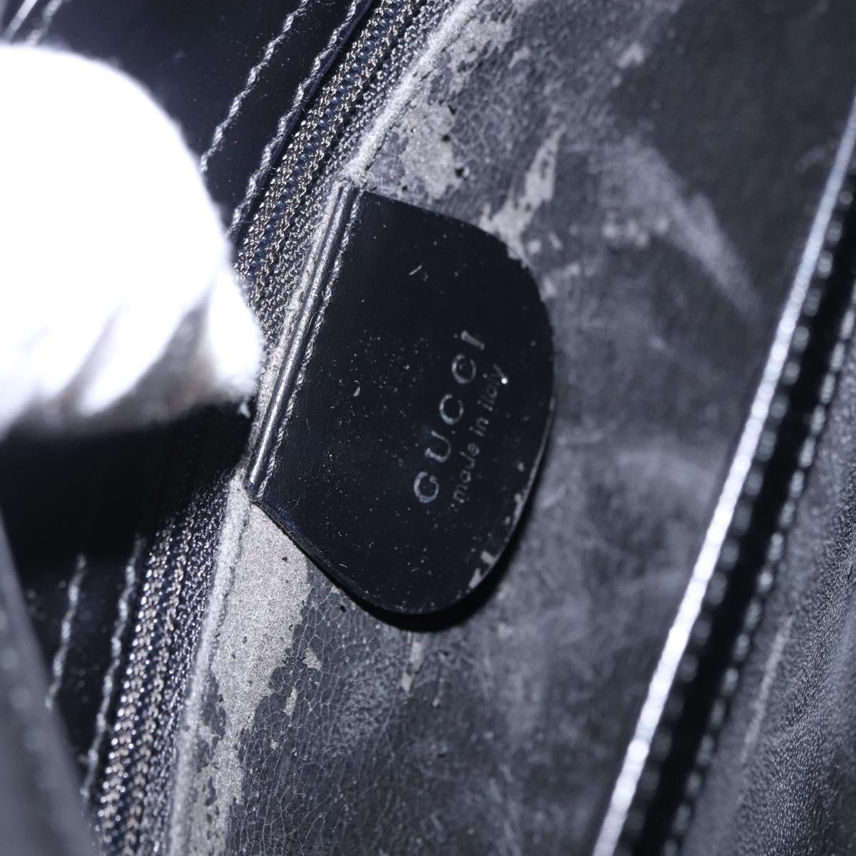 GUCCI Shoulder Bag Patent Black Silver 007 2046 Auth 198371