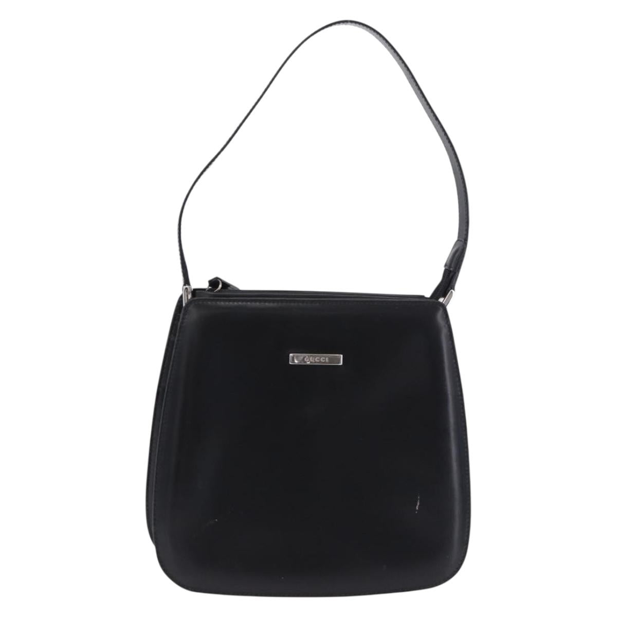 GUCCI Shoulder Bag Patent Black Silver 007 2046 Auth 198371