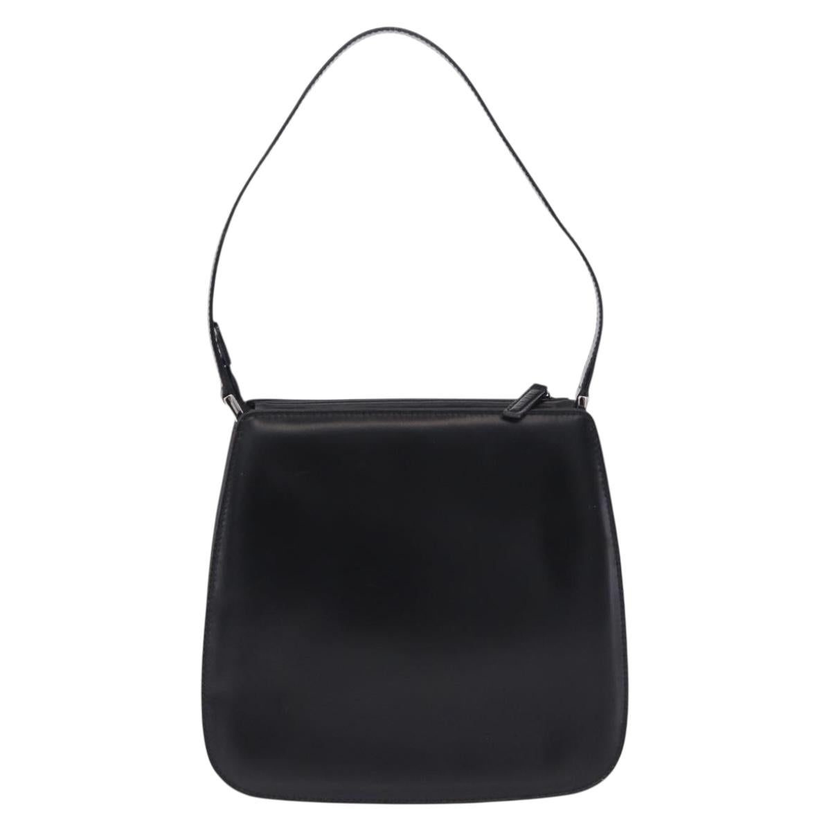 GUCCI Shoulder Bag Patent Black Silver 007 2046 Auth 198371