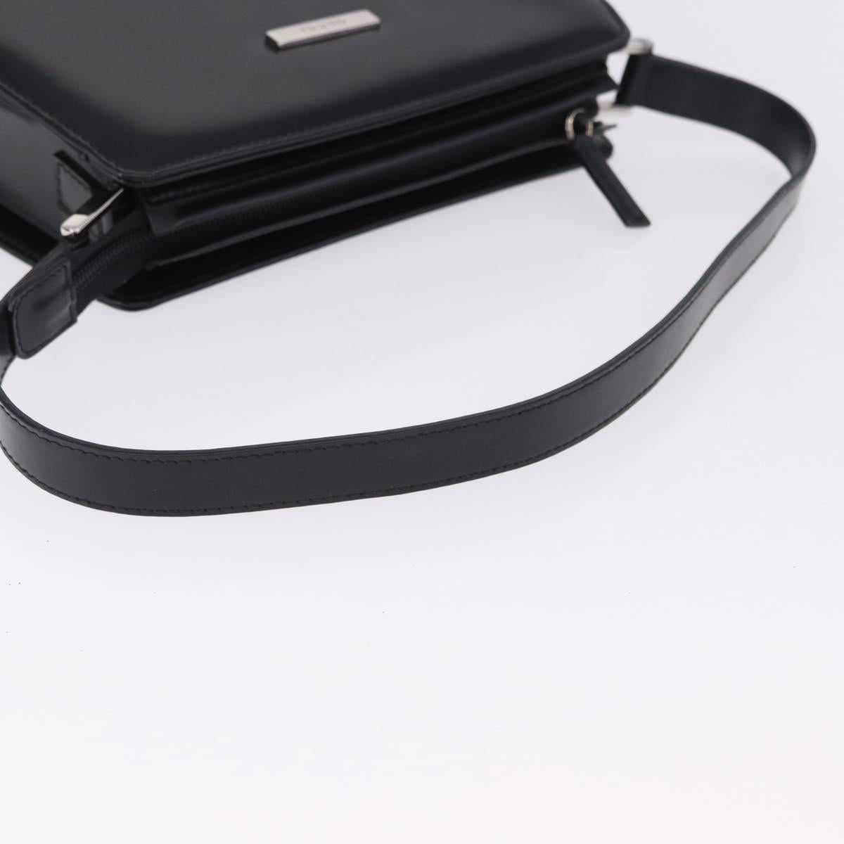 GUCCI Shoulder Bag Patent Black Silver 007 2046 Auth 198371