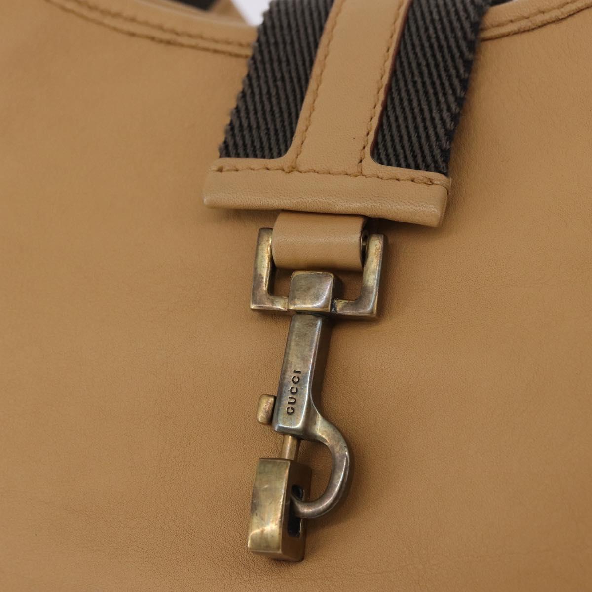 GUCCI Jackie Shoulder Bag Leather Beige Gold Tone 92786 Auth 198372A