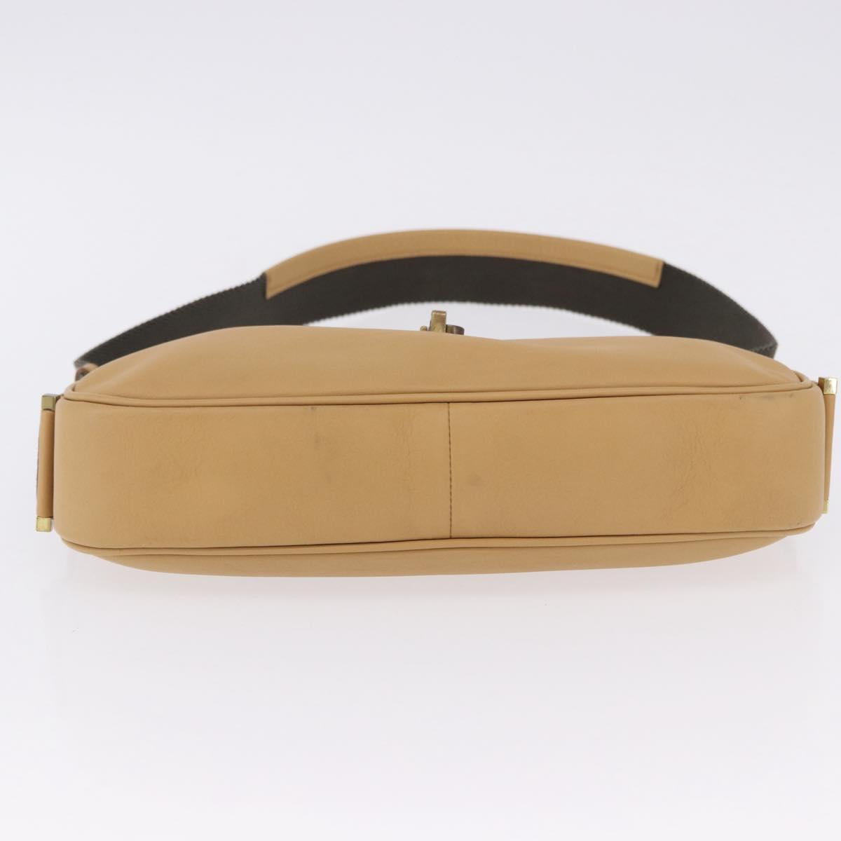 GUCCI Jackie Shoulder Bag Leather Beige Gold Tone 92786 Auth 198372A