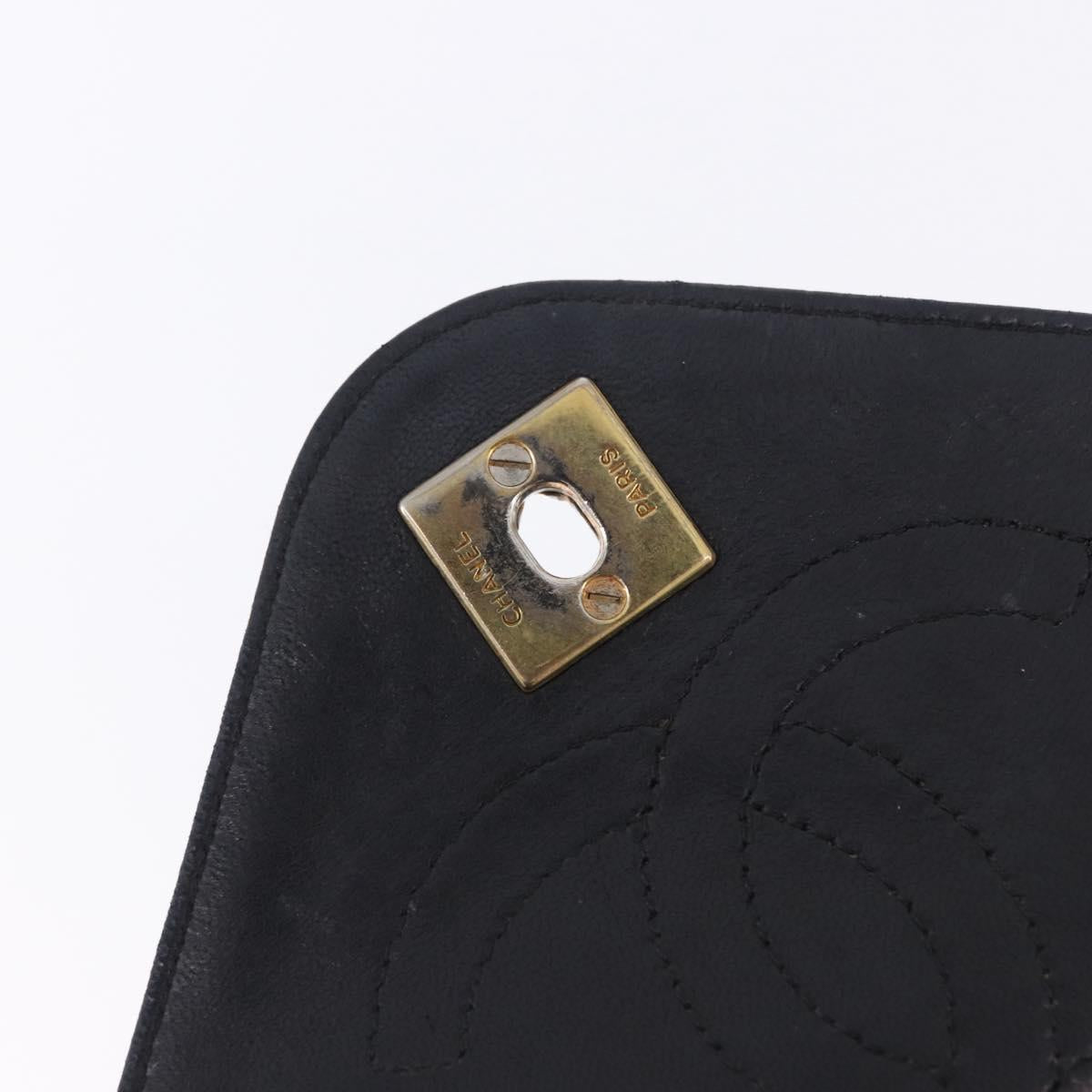 CHANEL Matelasse Chain Shoulder Bag Lamb Skin Black Gold Tone CC Auth 198373V