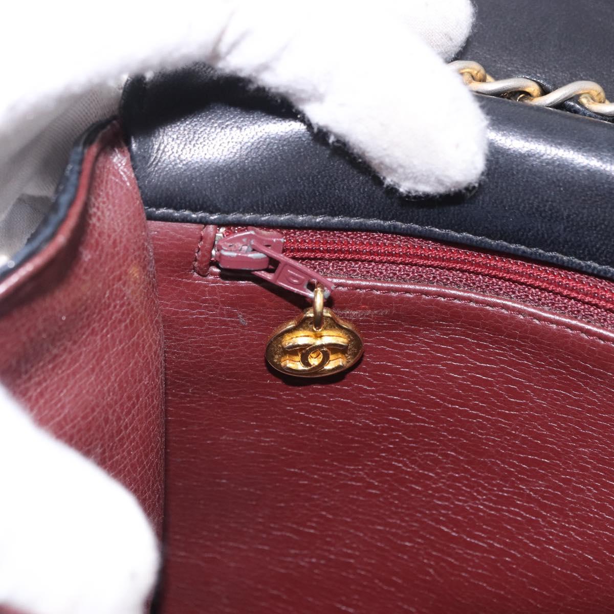 CHANEL Matelasse Chain Shoulder Bag Lamb Skin Black Gold Tone CC Auth 198373V
