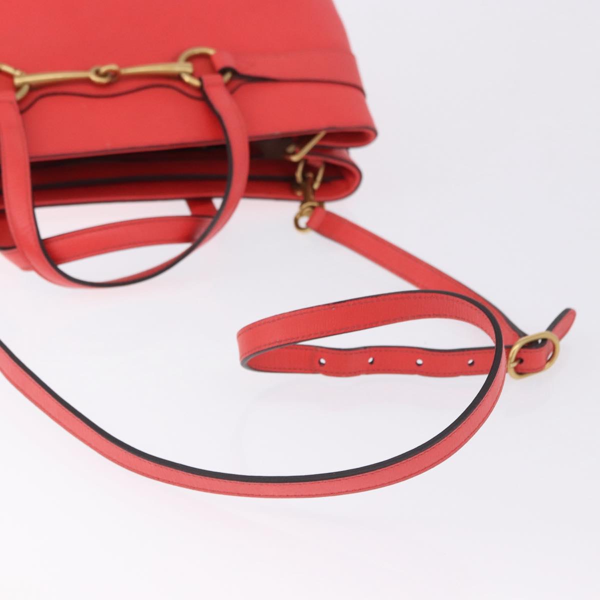 GUCCI Hand Bag Leather 2way Red Gold 319795 Auth 198375V