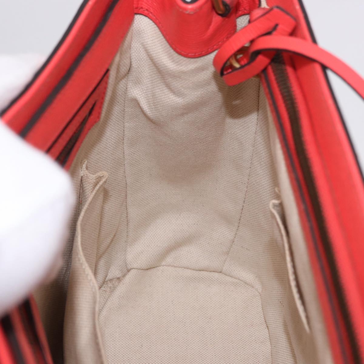 GUCCI Hand Bag Leather 2way Red Gold 319795 Auth 198375V
