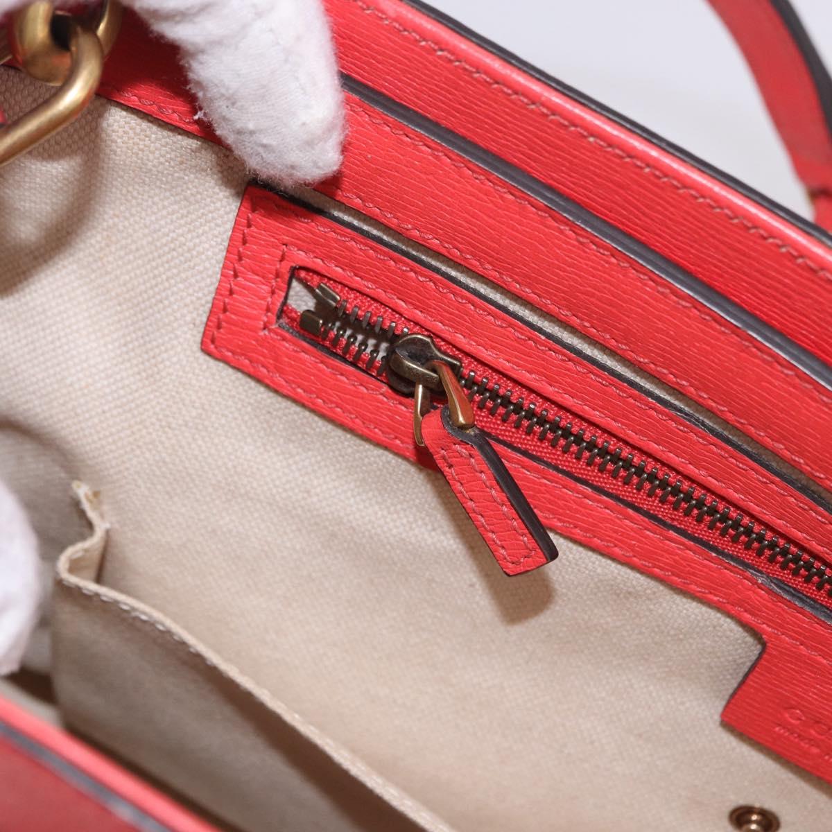 GUCCI Hand Bag Leather 2way Red Gold 319795 Auth 198375V