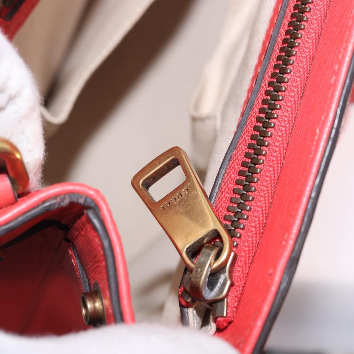 GUCCI Hand Bag Leather 2way Red Gold 319795 Auth 198375V