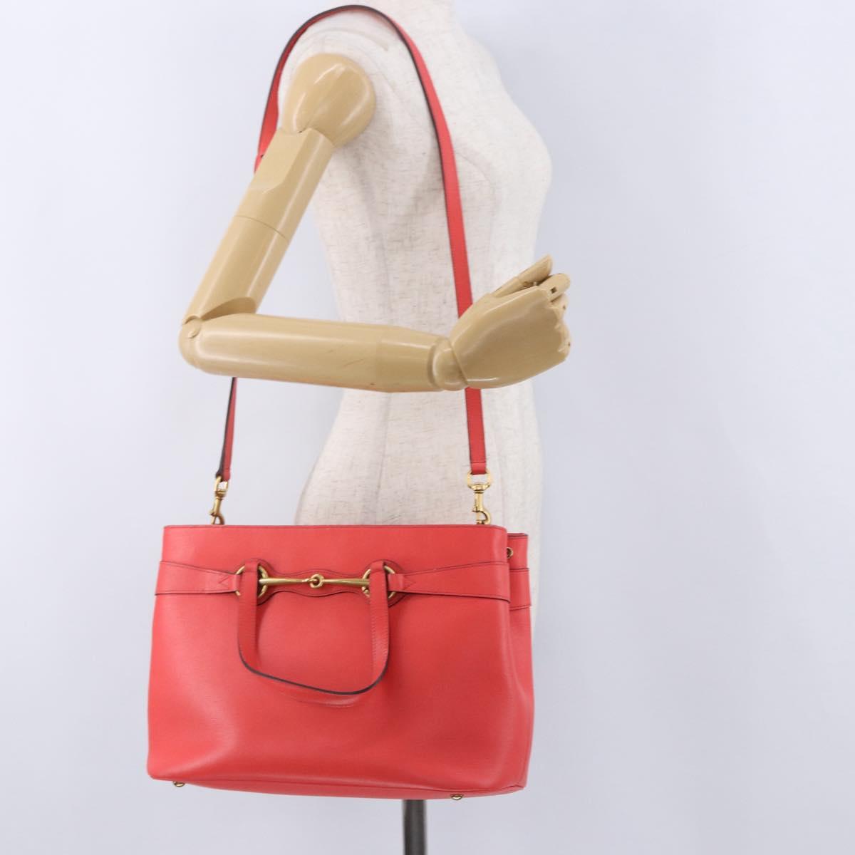 GUCCI Hand Bag Leather 2way Red Gold 319795 Auth 198375V
