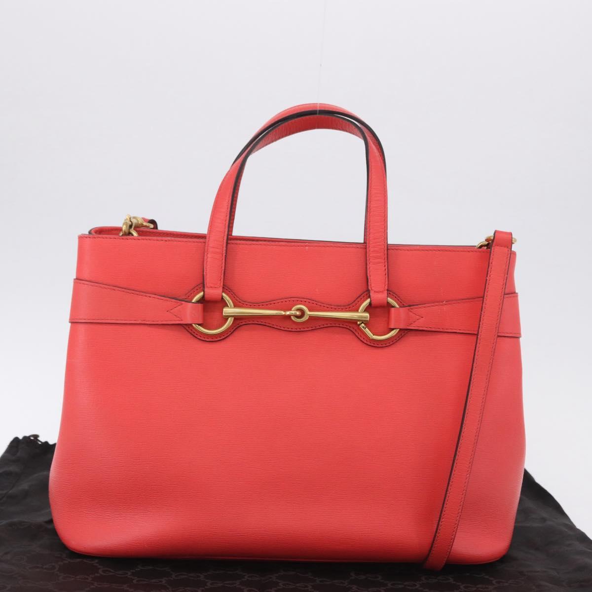 GUCCI Hand Bag Leather 2way Red Gold 319795 Auth 198375V