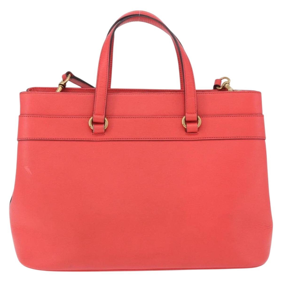 GUCCI Hand Bag Leather 2way Red Gold 319795 Auth 198375V