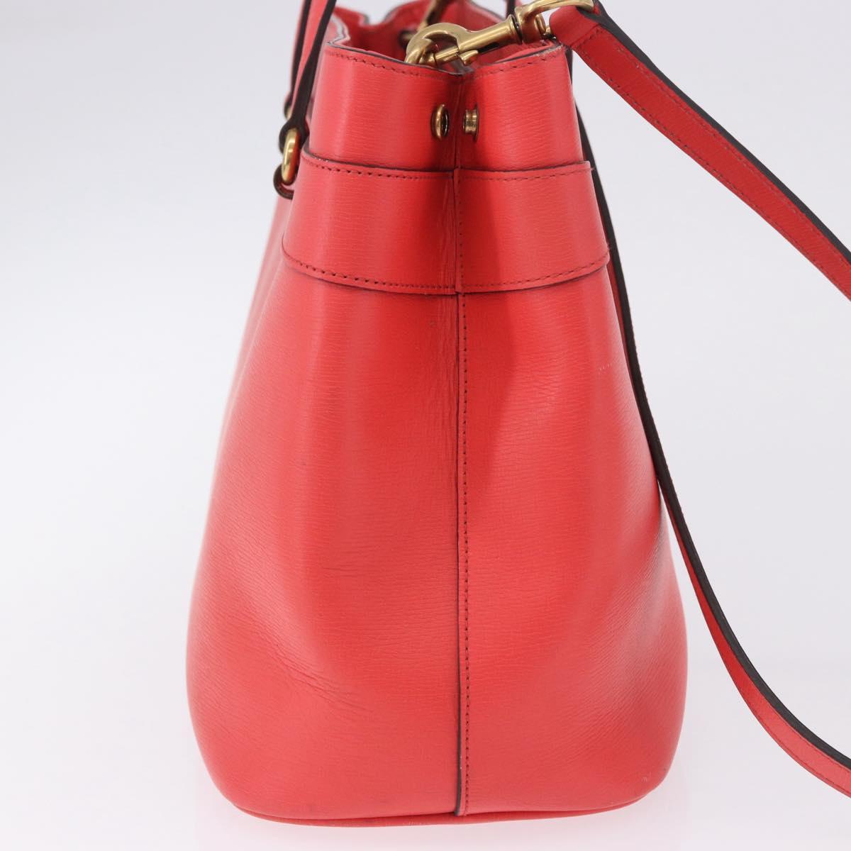 GUCCI Hand Bag Leather 2way Red Gold 319795 Auth 198375V