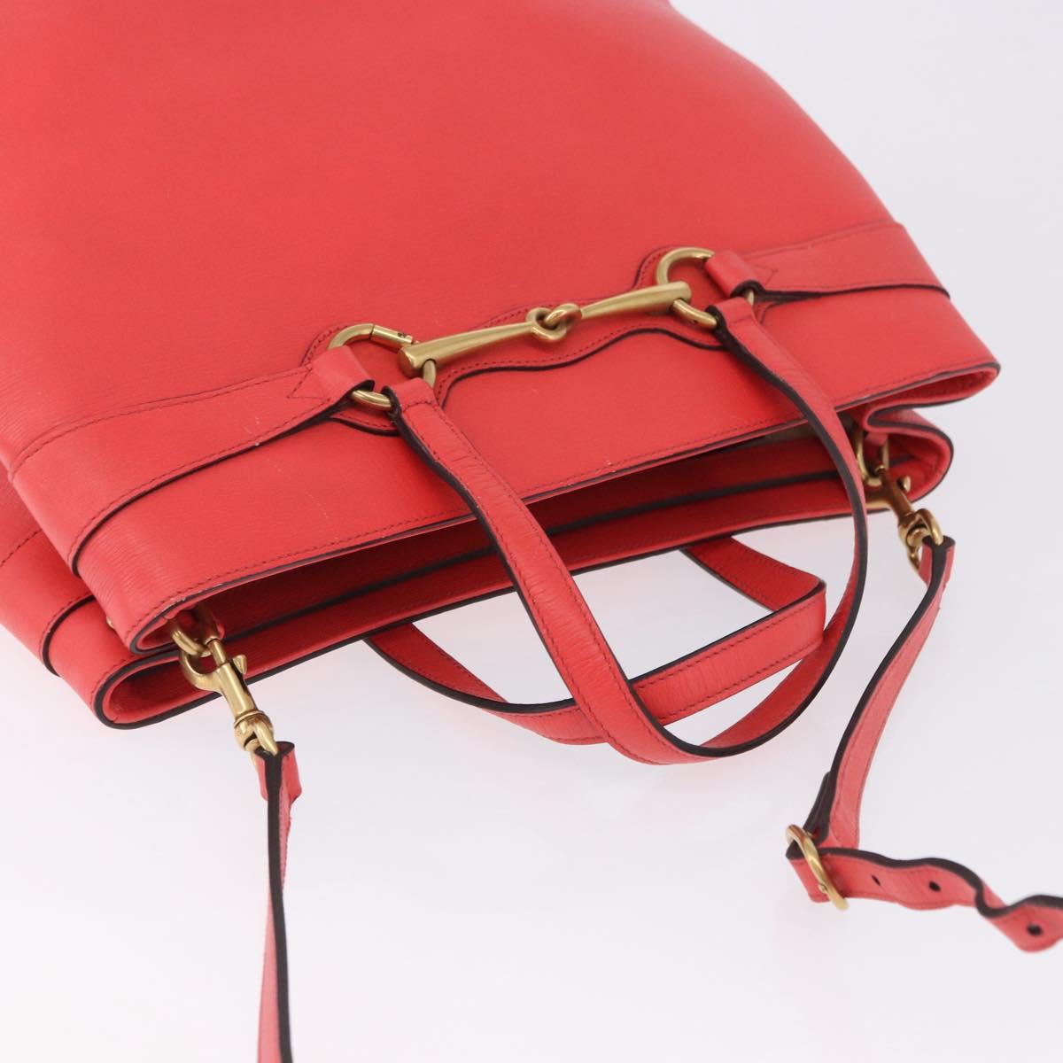 GUCCI Hand Bag Leather 2way Red Gold 319795 Auth 198375V