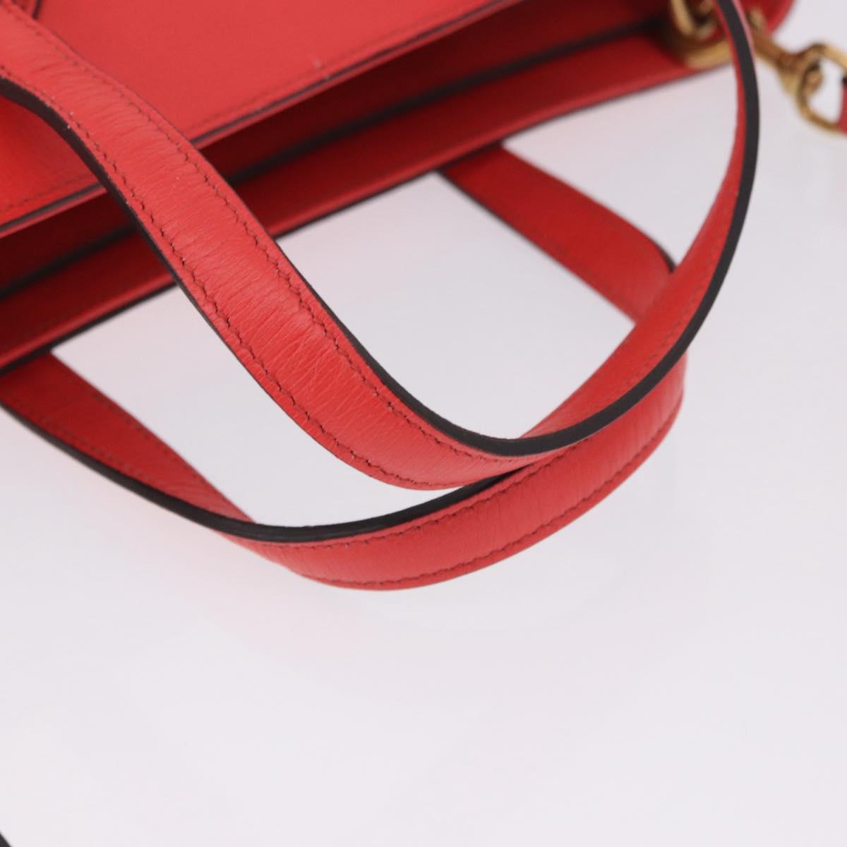 GUCCI Hand Bag Leather 2way Red Gold 319795 Auth 198375V