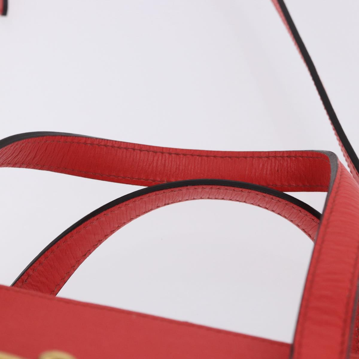 GUCCI Hand Bag Leather 2way Red Gold 319795 Auth 198375V