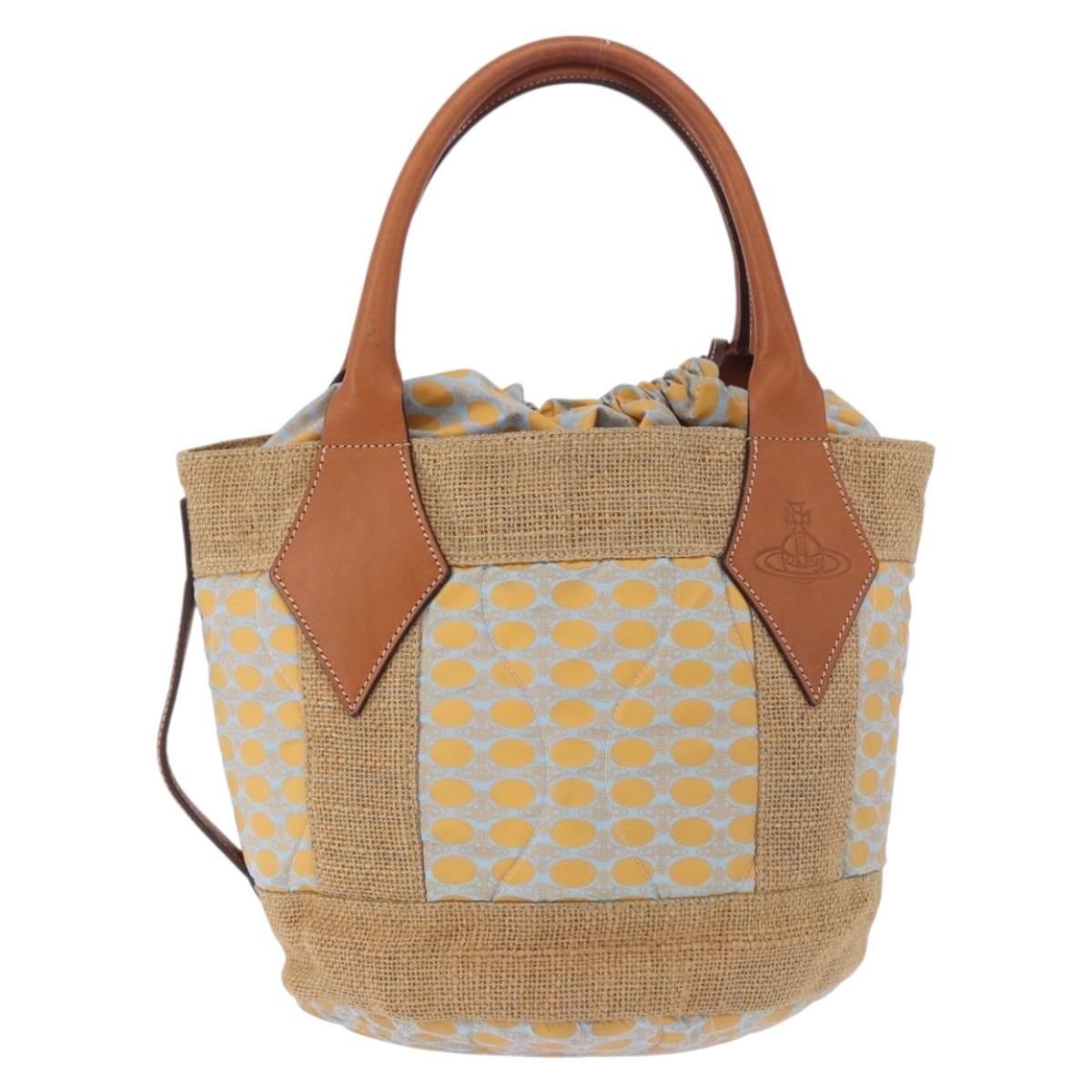 Vivienne Westwood Hand Bag Straw Light Blue Beige Auth 198376