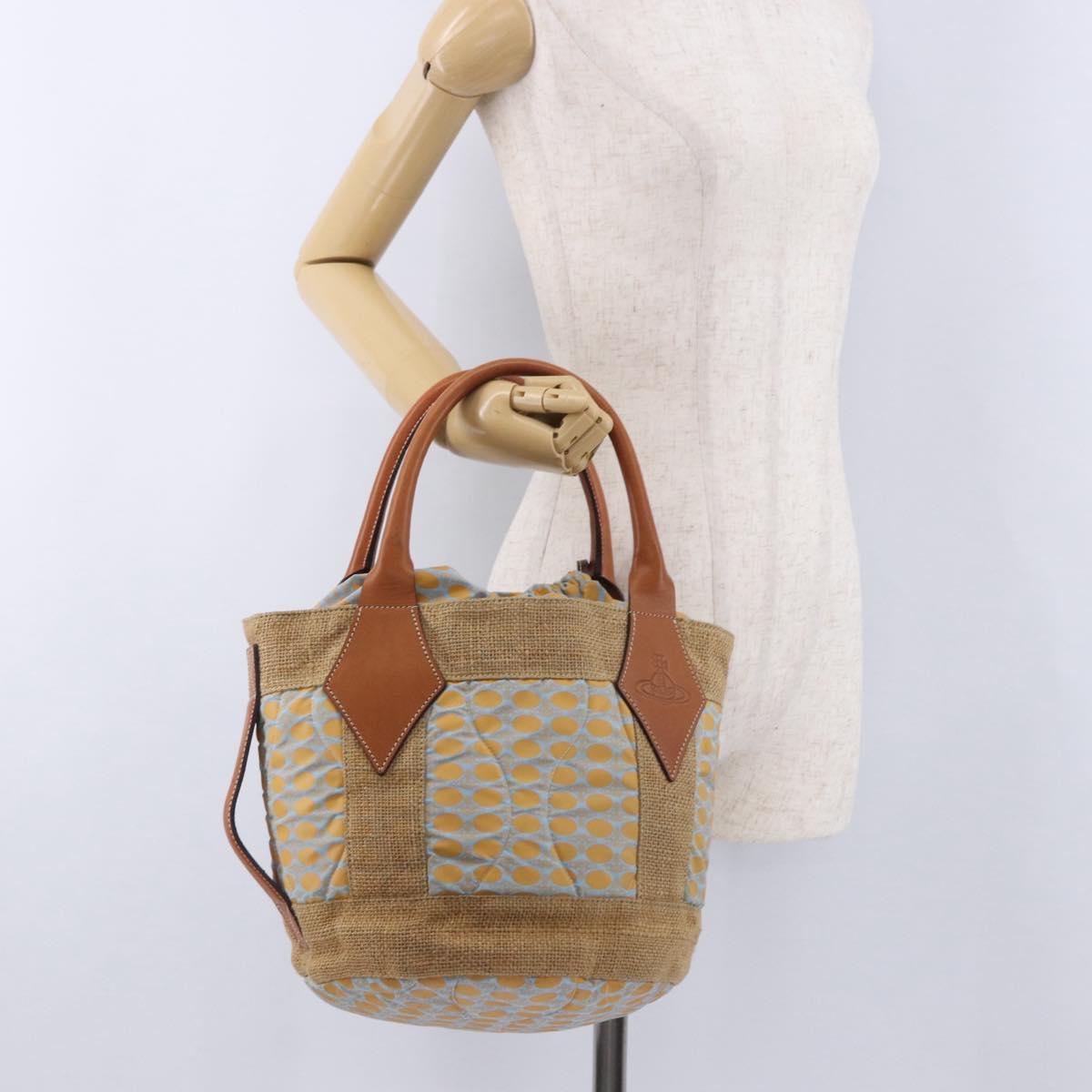 Vivienne Westwood Hand Bag Straw Light Blue Beige Auth 198376