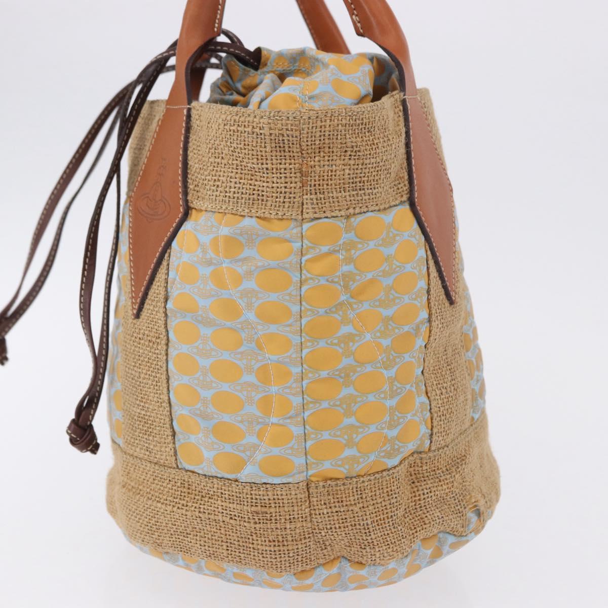 Vivienne Westwood Hand Bag Straw Light Blue Beige Auth 198376