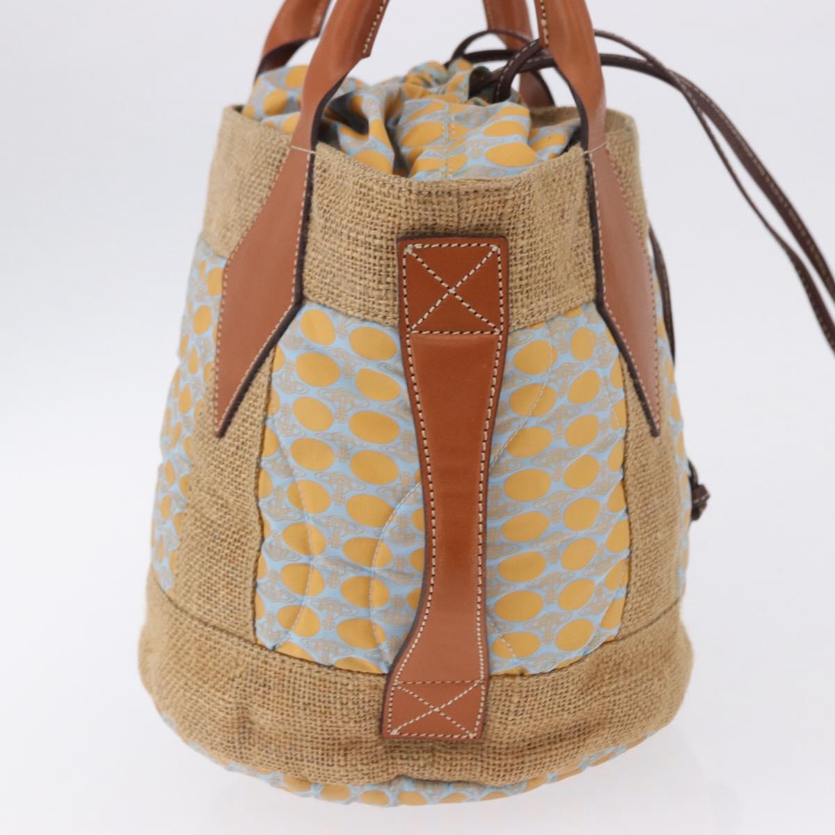 Vivienne Westwood Hand Bag Straw Light Blue Beige Auth 198376