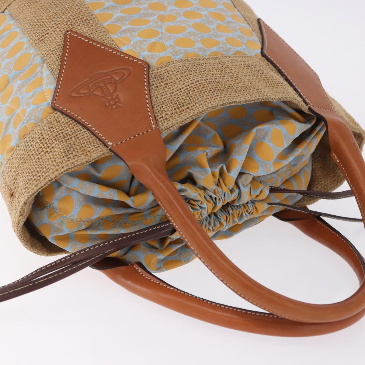 Vivienne Westwood Hand Bag Straw Light Blue Beige Auth 198376